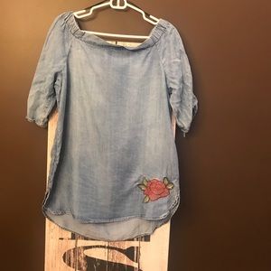 Velvet Heart off the shoulder chambray top.